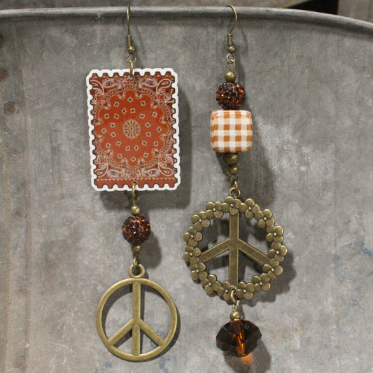 Brown Bandana Baby Dangle Earrings