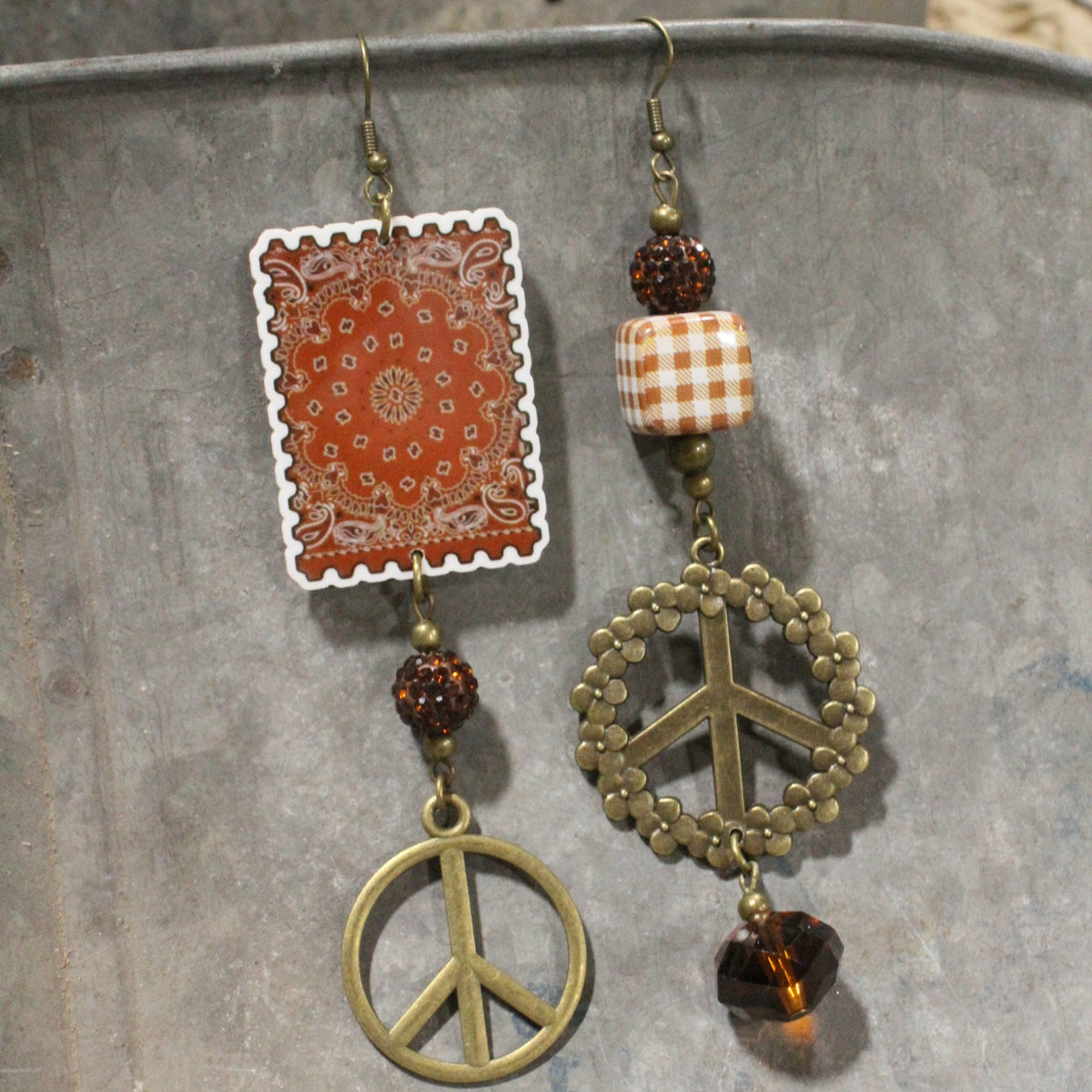 Brown Bandana Baby Dangle Earrings