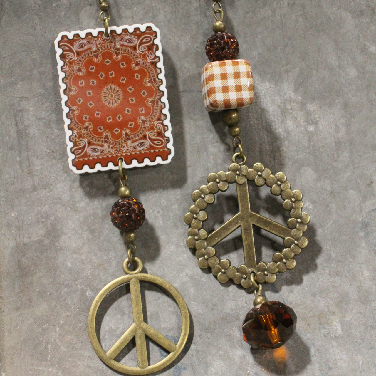 Brown Bandana Baby Dangle Earrings