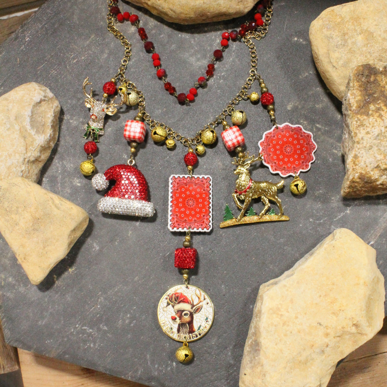 Red Bandana Rudy Charm'd Necklace