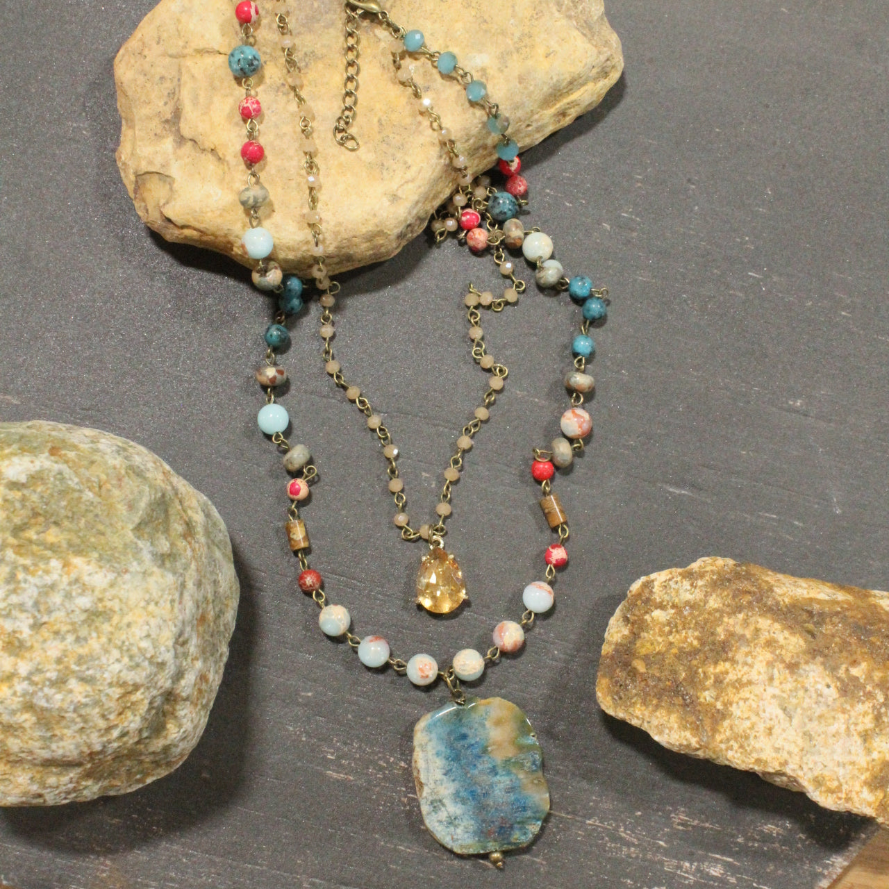 Best In Show Summer Time Stone Layered Necklace
