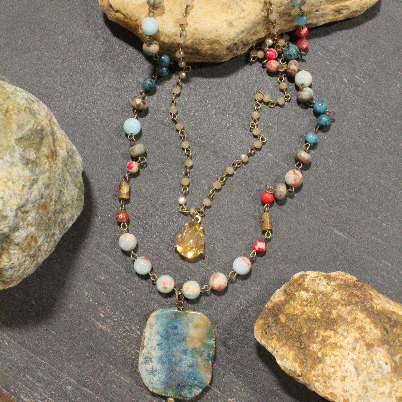 Best In Show Summer Time Stone Layered Necklace