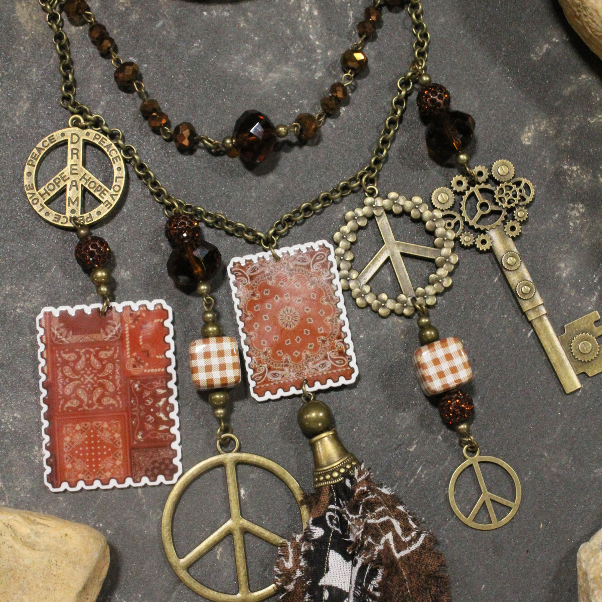 Brown Bandana Baby Charm'd Necklace