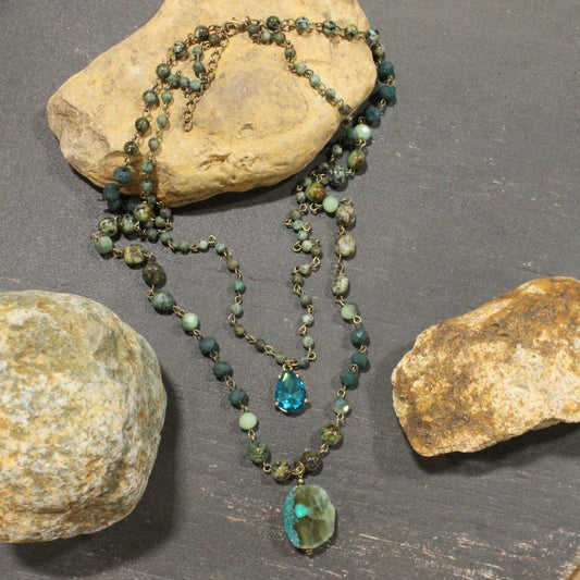 Best In Show Turning Green Stone Layered Necklace