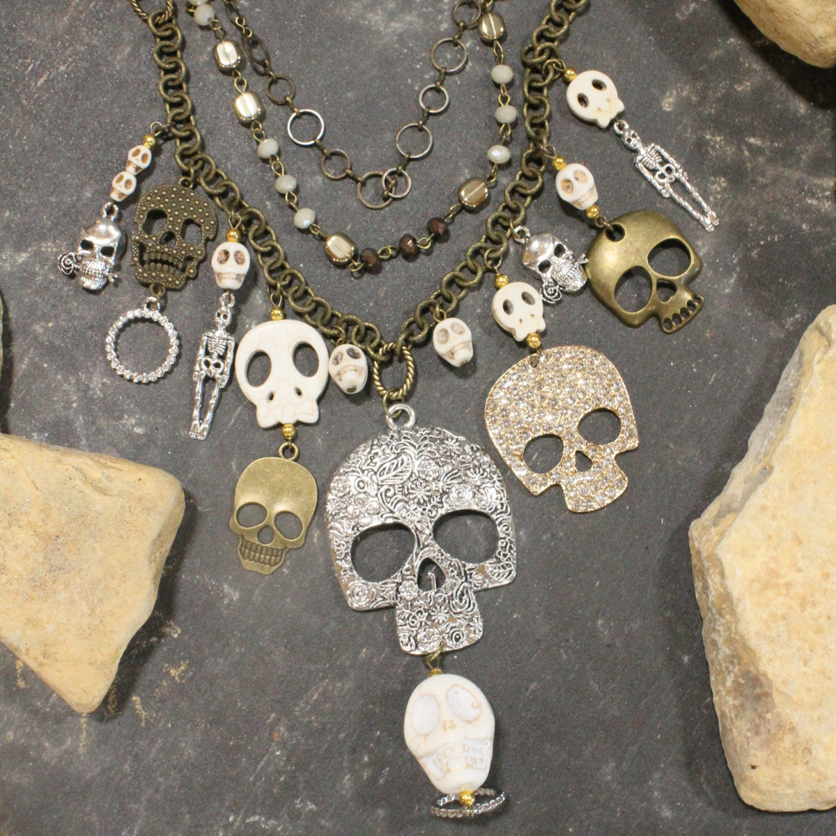 Down Under Skull Charm'd Necklace