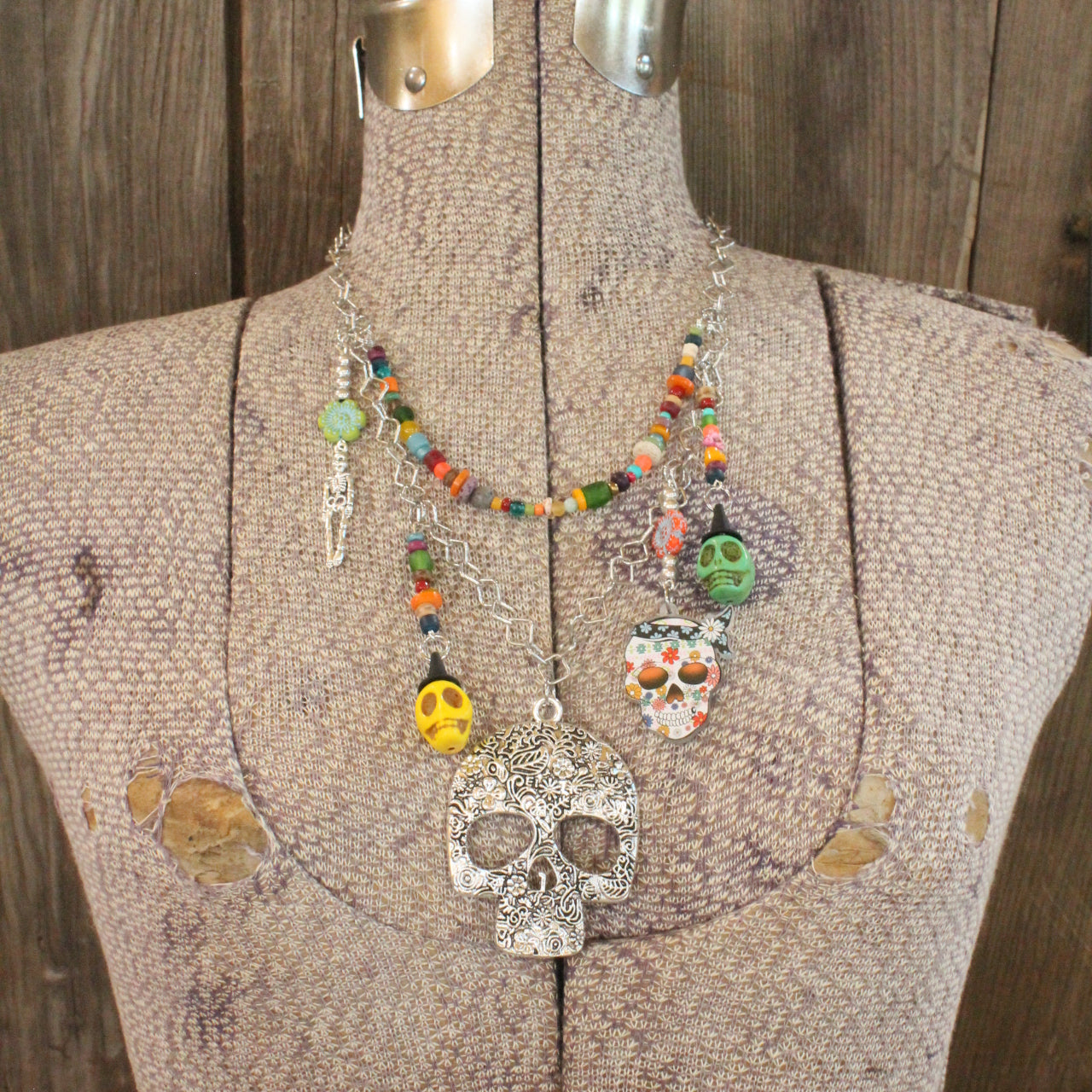 Sweet & Sour Skull Charm'd Necklace