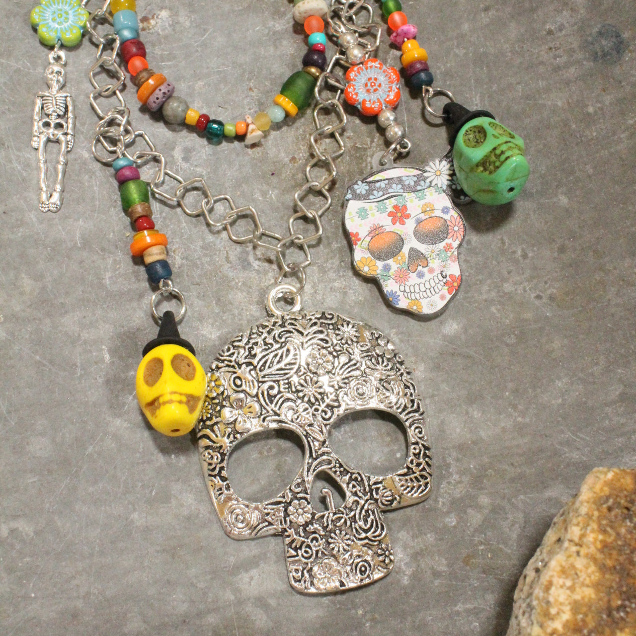 Sweet & Sour Skull Charm'd Necklace