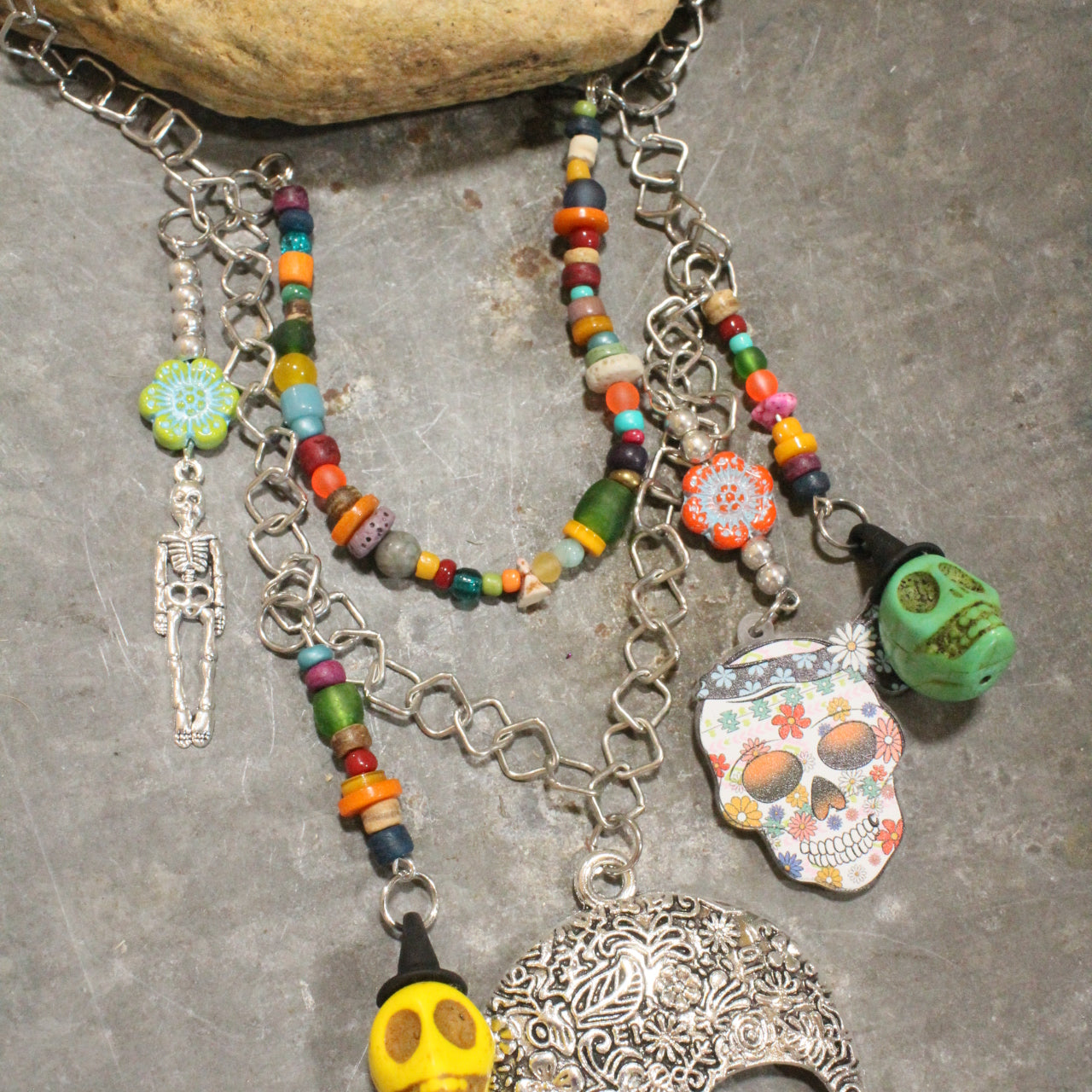 Sweet & Sour Skull Charm'd Necklace
