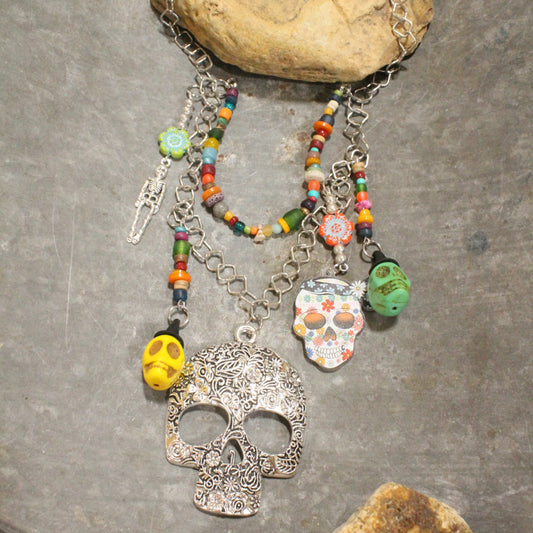 Sweet & Sour Skull Charm'd Necklace