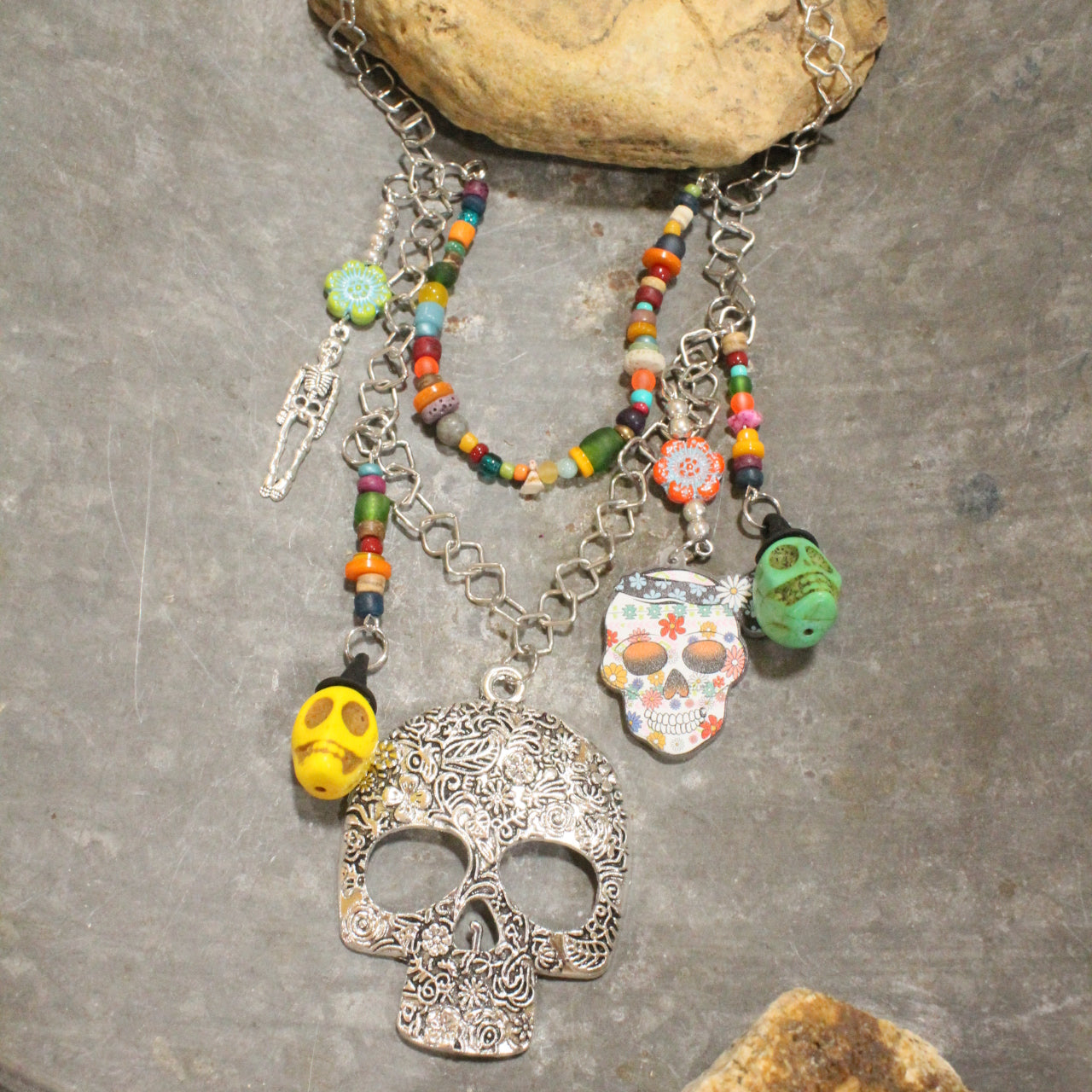 Sweet & Sour Skull Charm'd Necklace