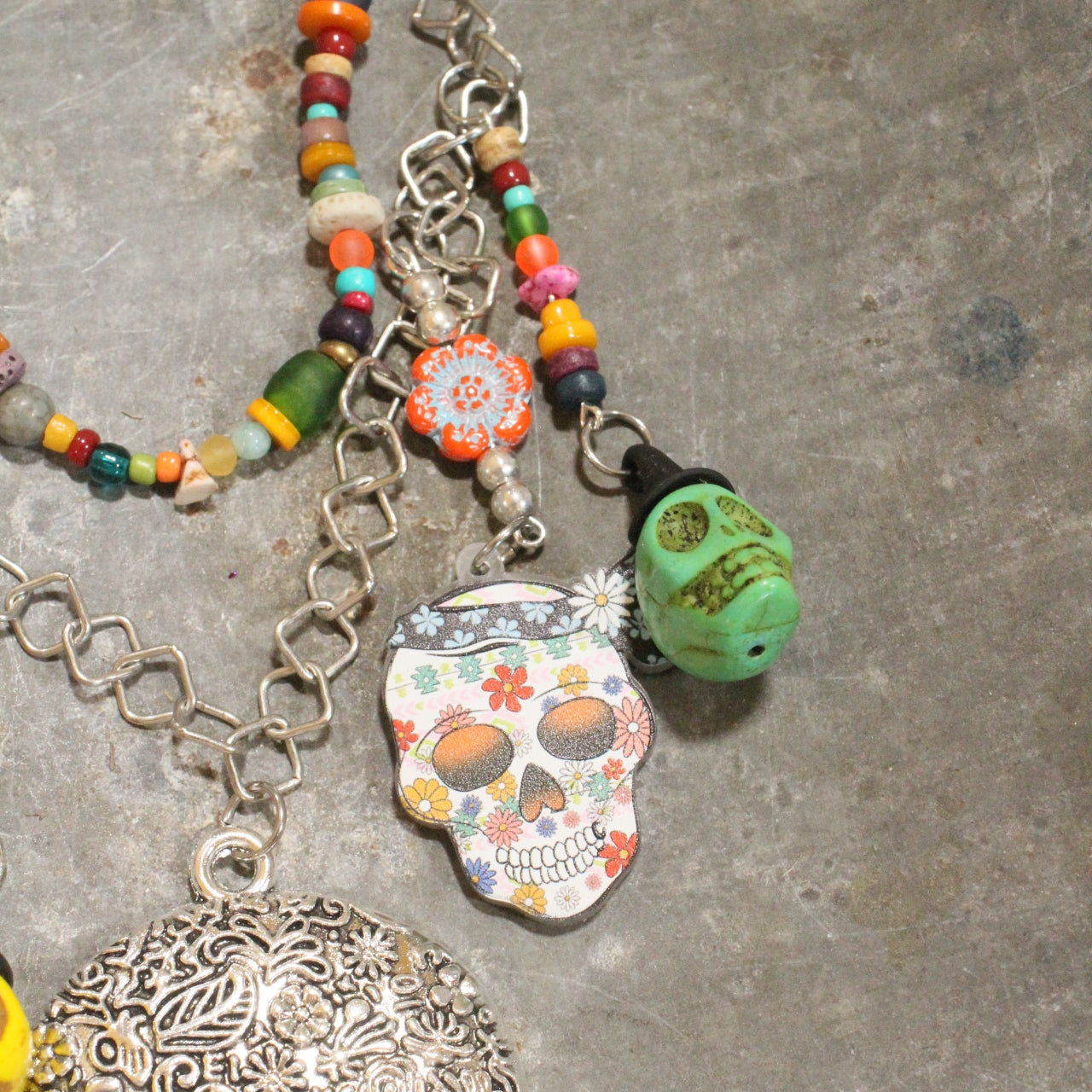 Sweet & Sour Skull Charm'd Necklace