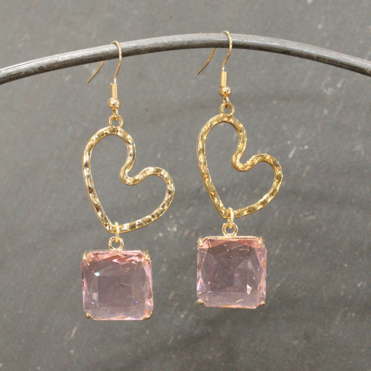 Cutie Pie Heart Throb Pink Dangle Drop Earrings