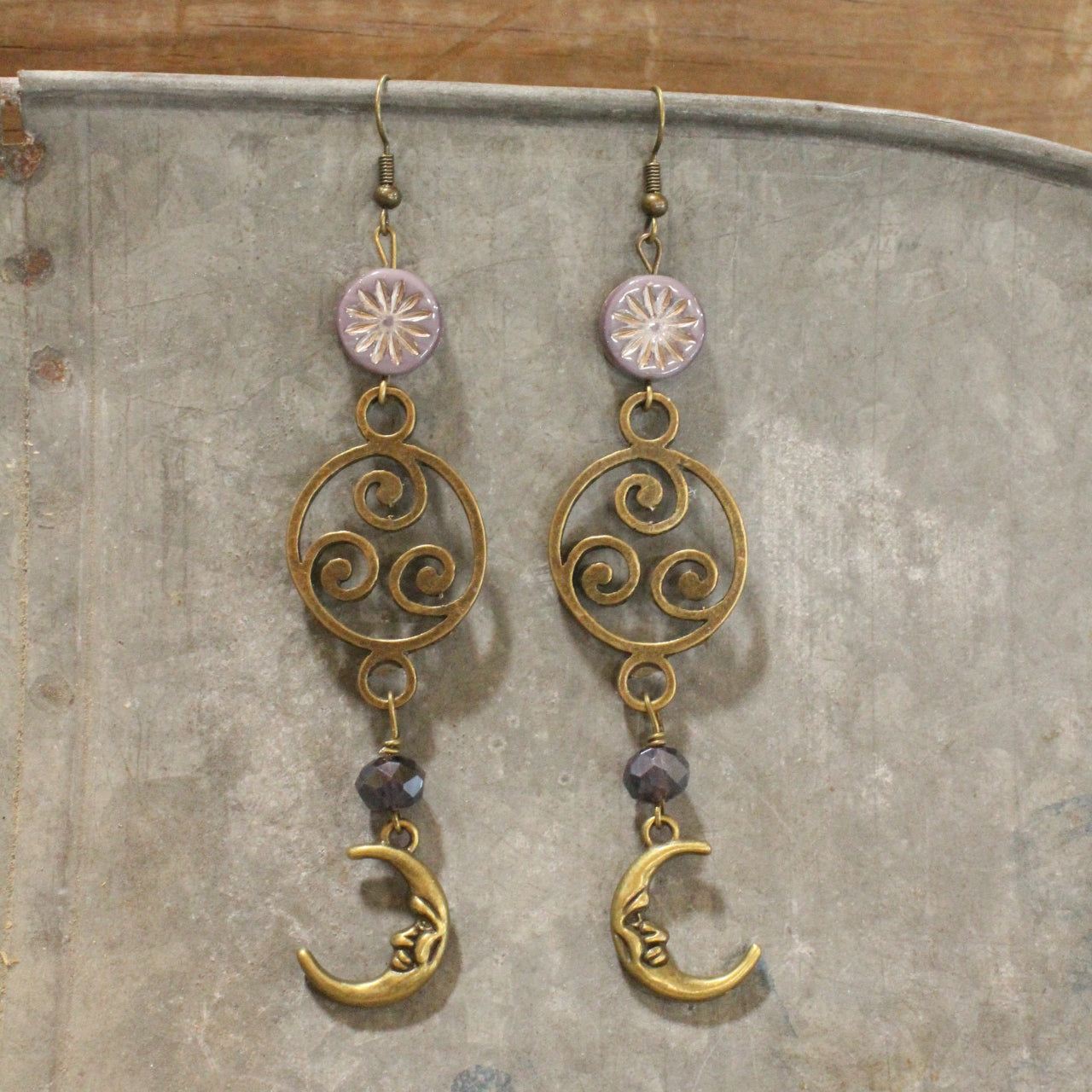 Moon Shadows Plum Dangle Earrings
