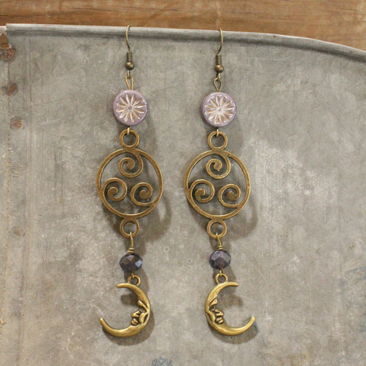 Moon Shadows Plum Dangle Earrings
