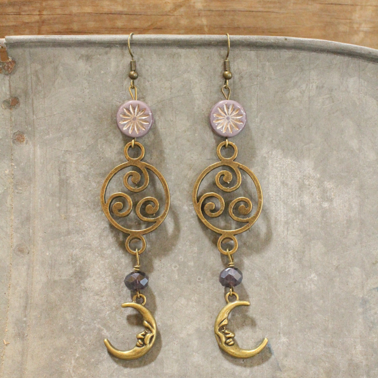 Moon Shadows Plum Dangle Earrings