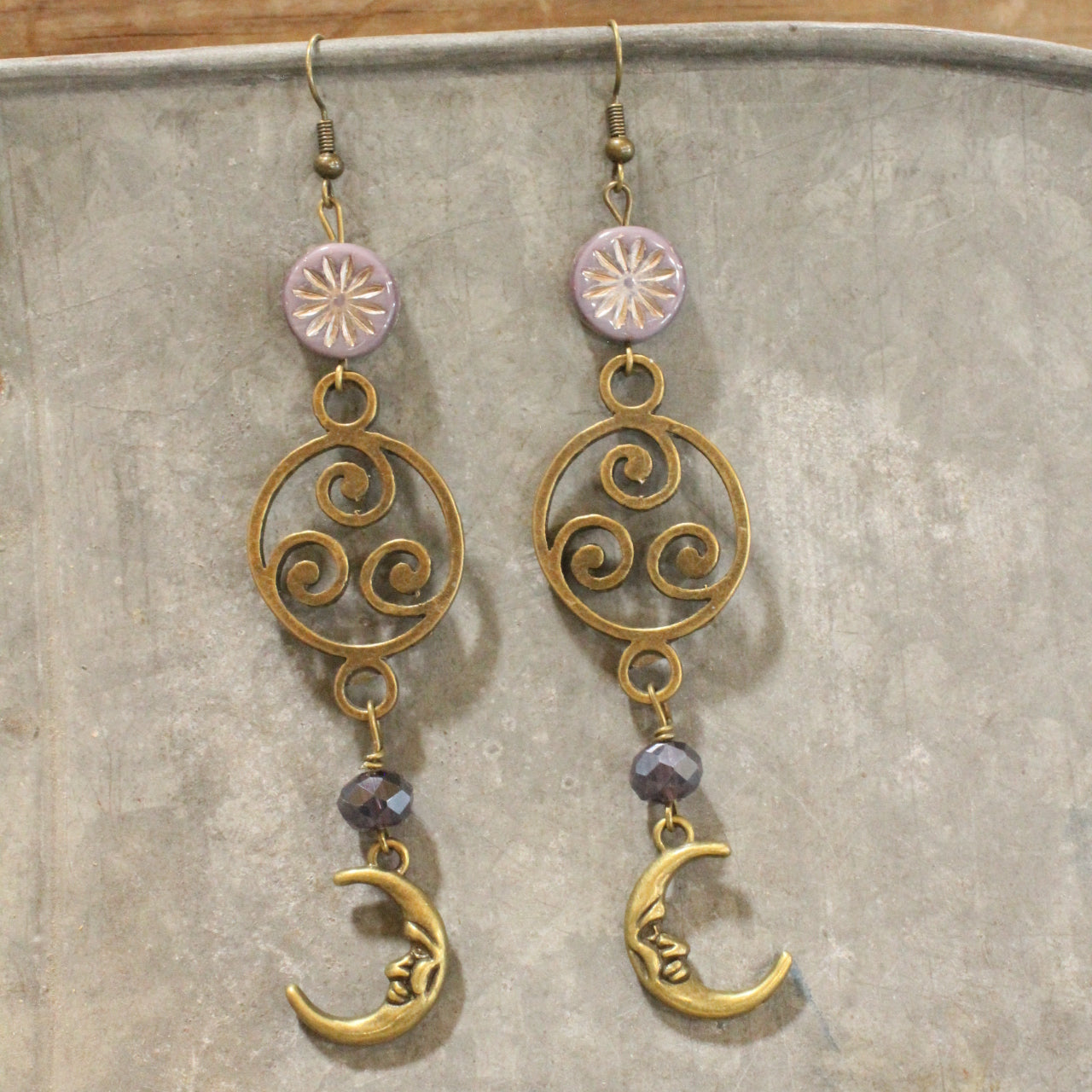 Moon Shadows Plum Dangle Earrings