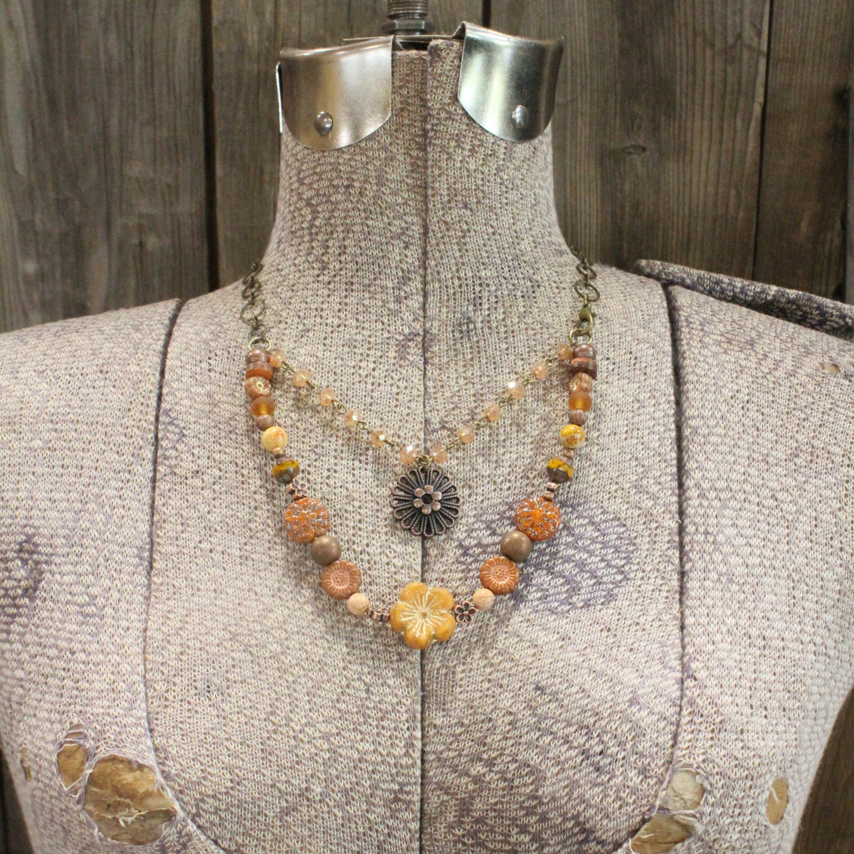 CZECH Me Out Elite Burnt Mustard Layered Necklace