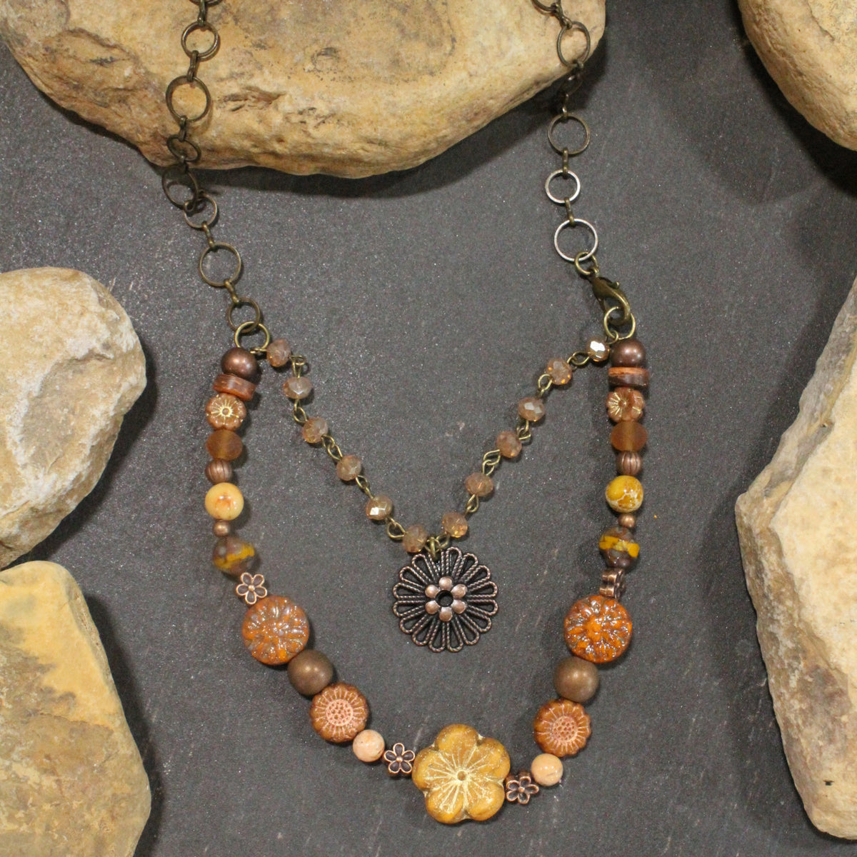 CZECH Me Out Elite Burnt Mustard Layered Necklace