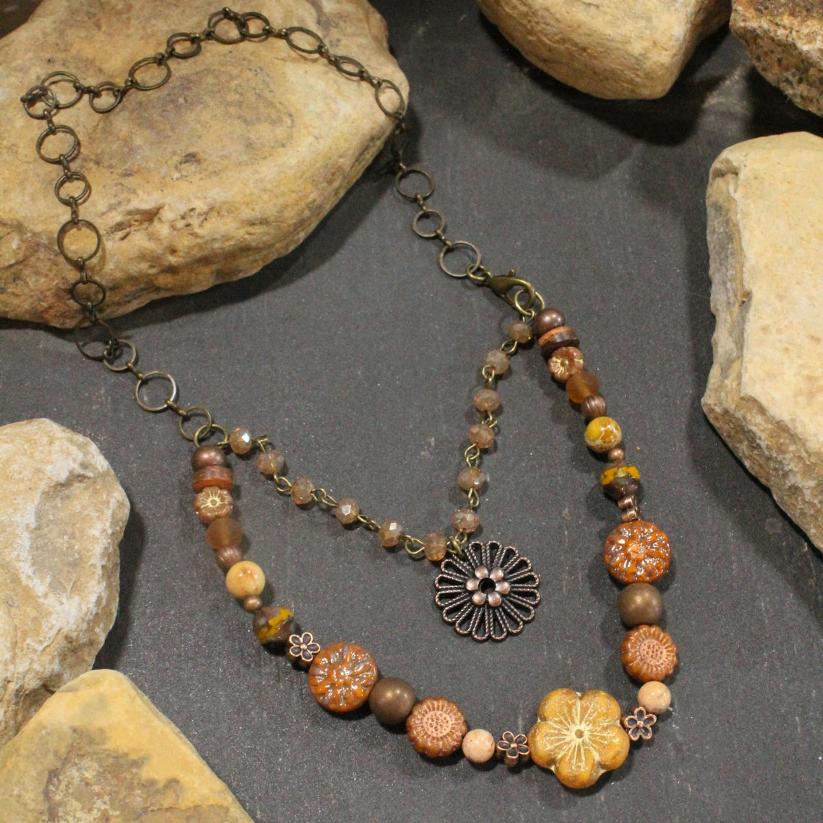 CZECH Me Out Elite Burnt Mustard Layered Necklace