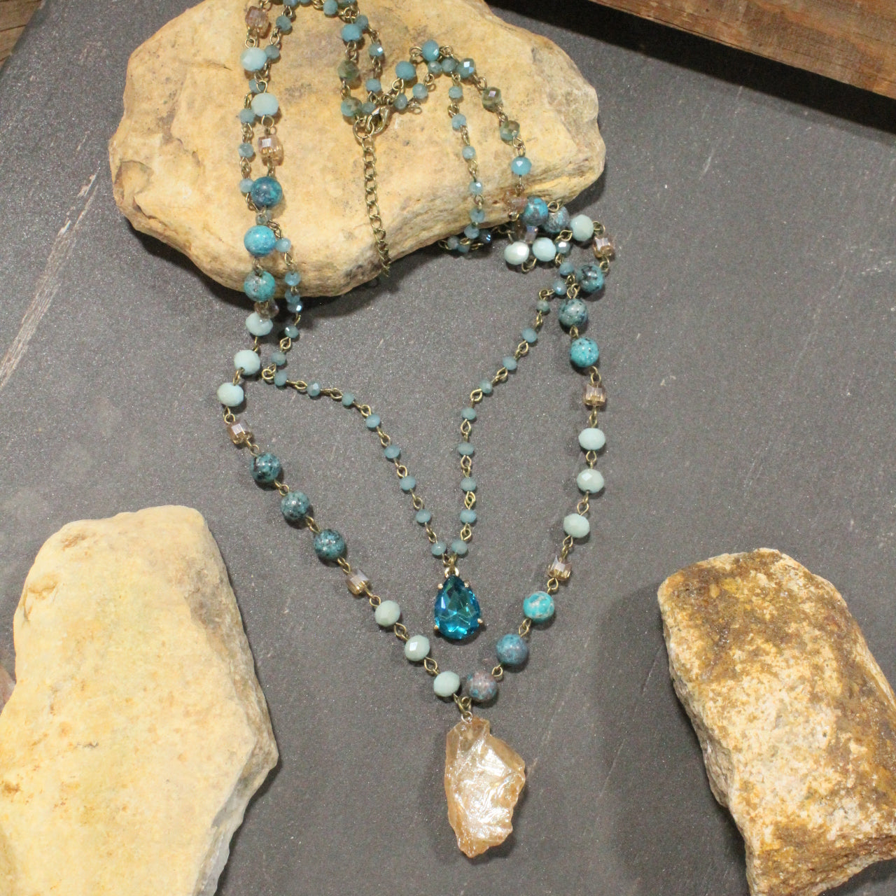Charming Bohemian Jade Stone Layered Necklace