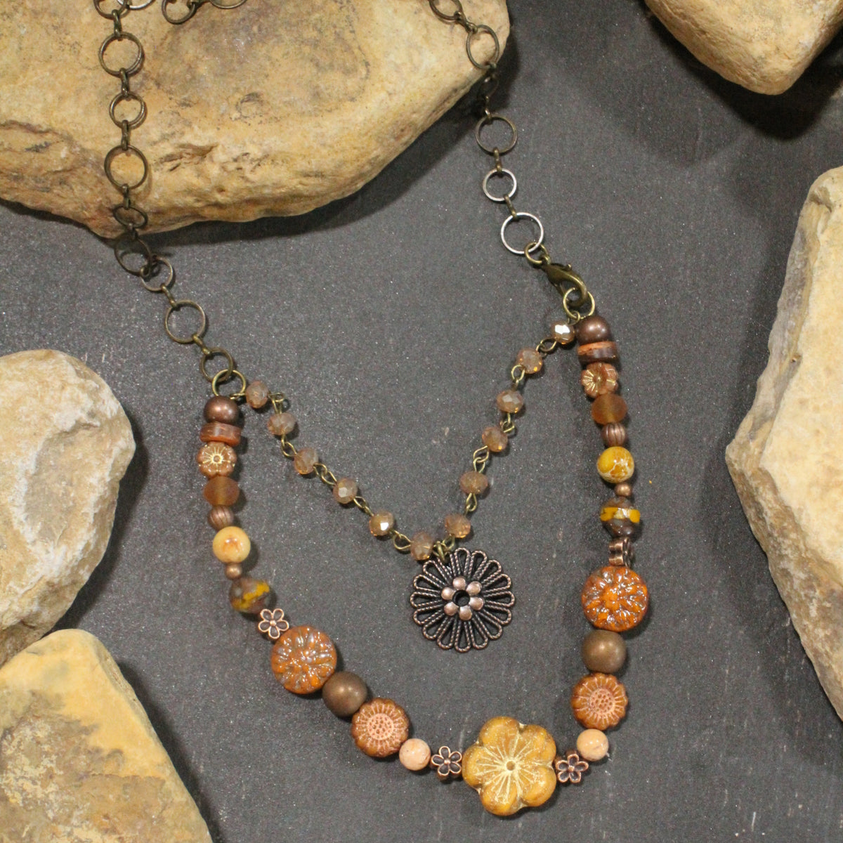 CZECH Me Out Elite Burnt Mustard Layered Necklace