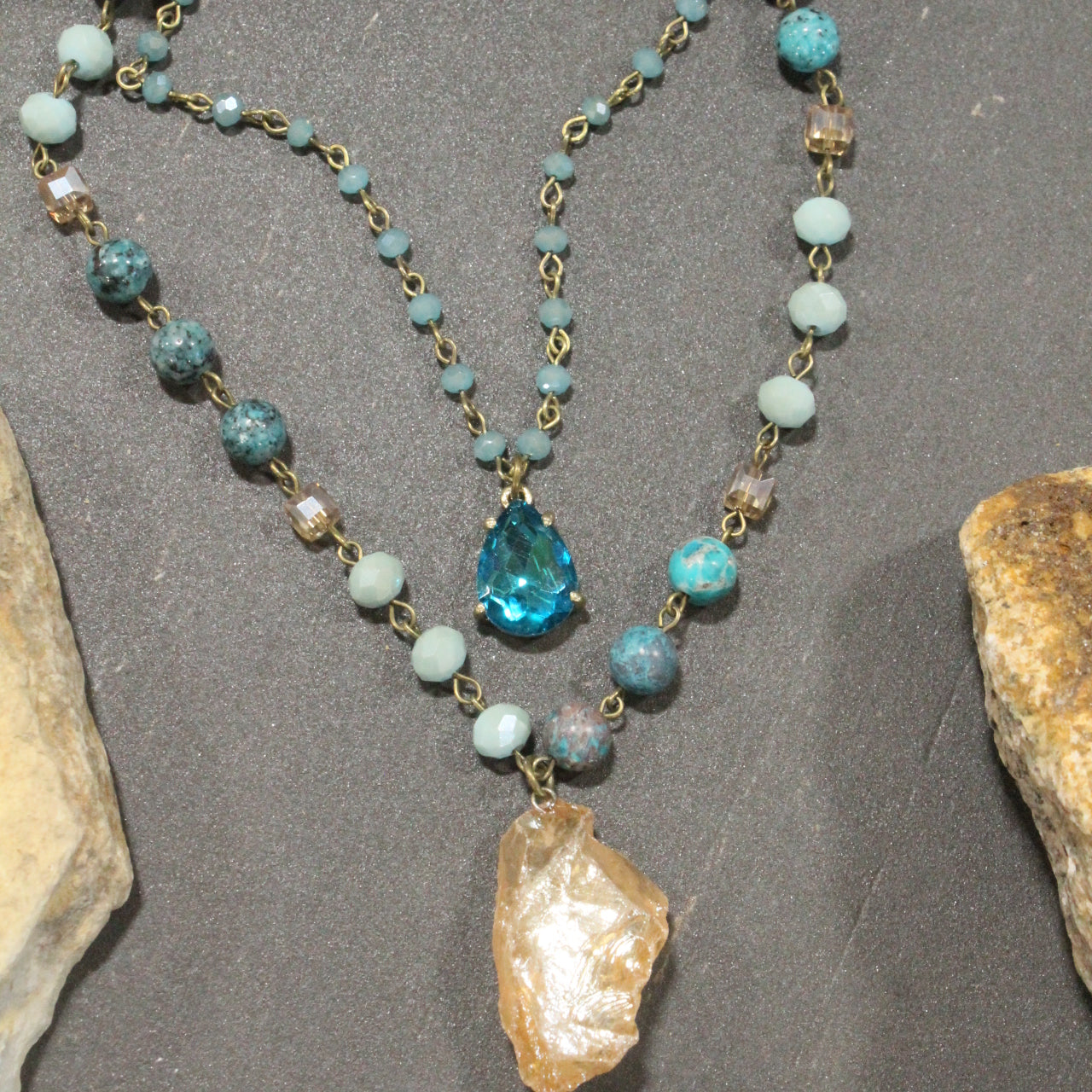 Charming Bohemian Jade Stone Layered Necklace