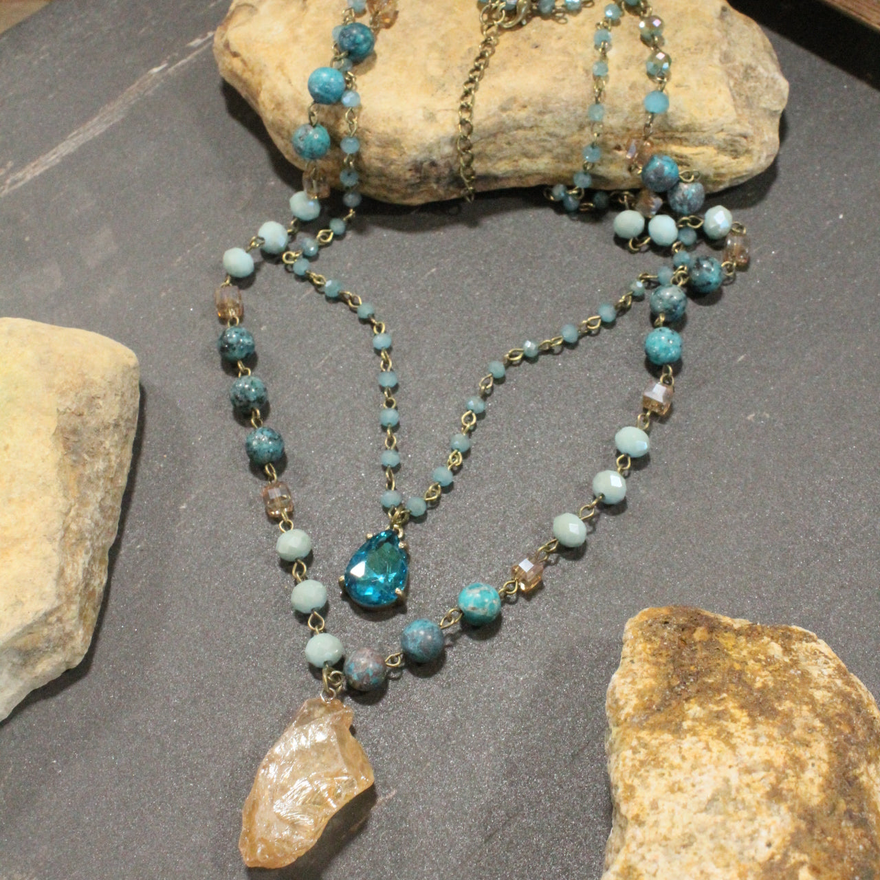 Charming Bohemian Jade Stone Layered Necklace