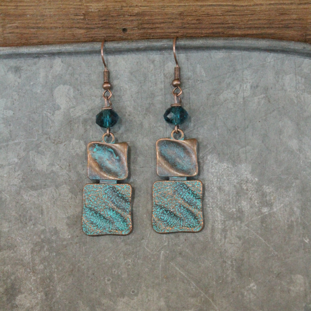 Nothing Square About These Antique Copper Hammered Drop Earrings