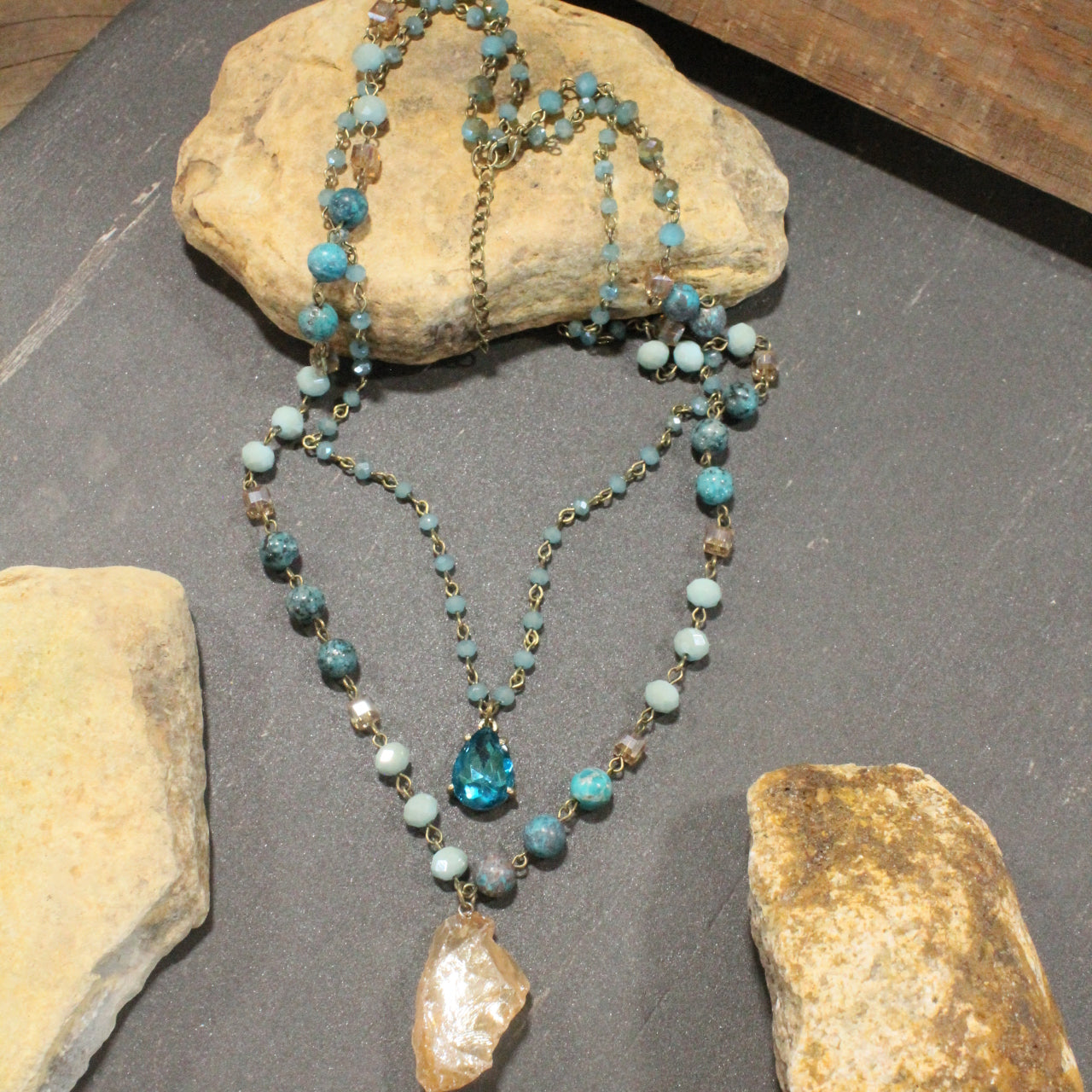 Charming Bohemian Jade Stone Layered Necklace