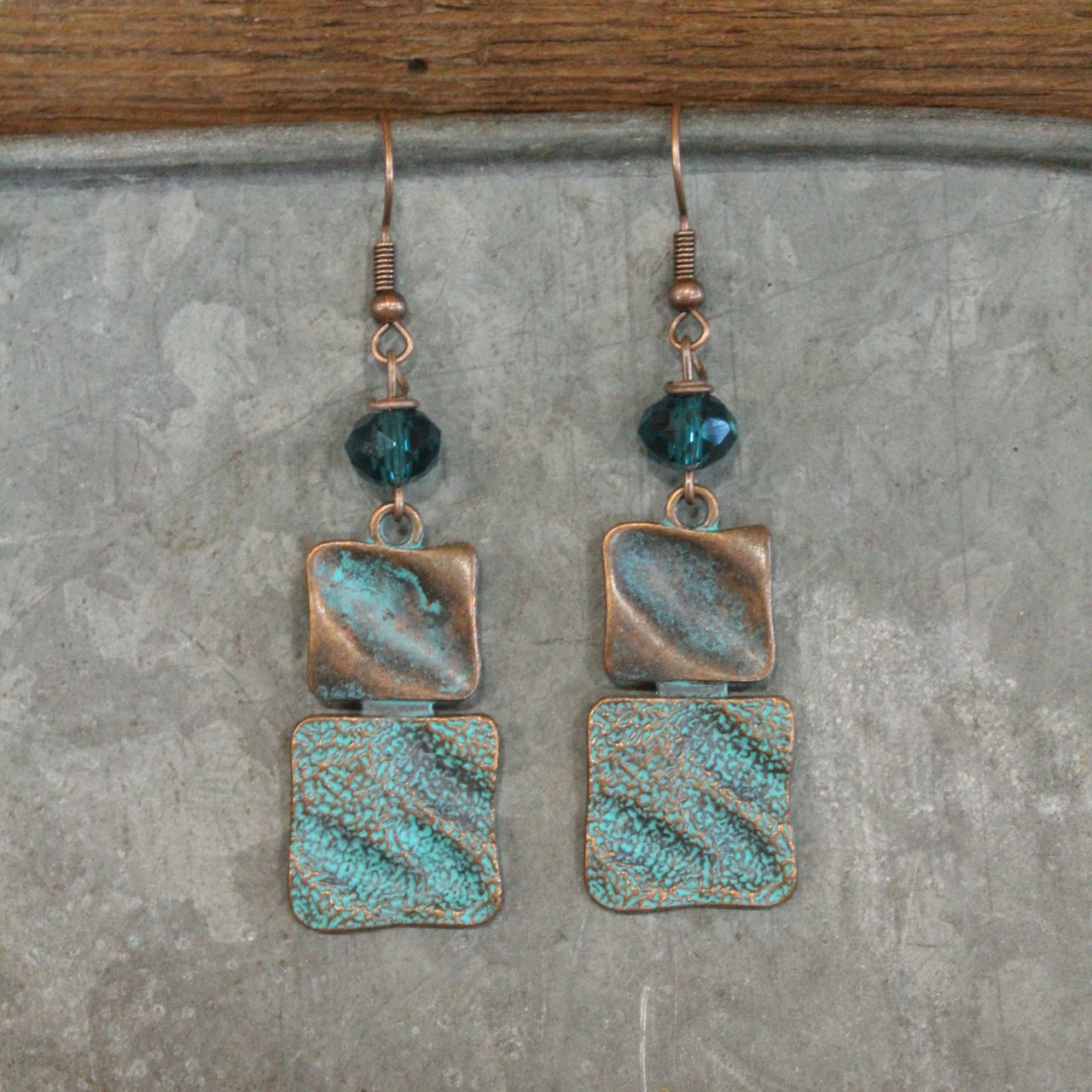 Nothing Square About These Antique Copper Hammered Drop Earrings