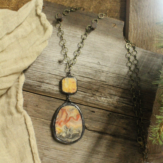 Vintage Bohemian Stone Drop Pendant Necklace