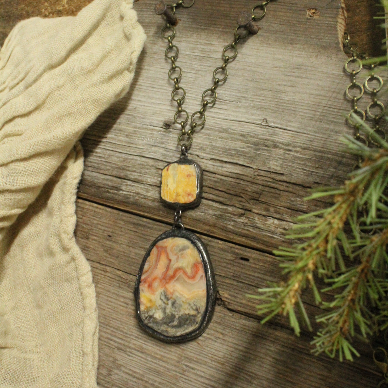 Vintage Bohemian Stone Drop Pendant Necklace