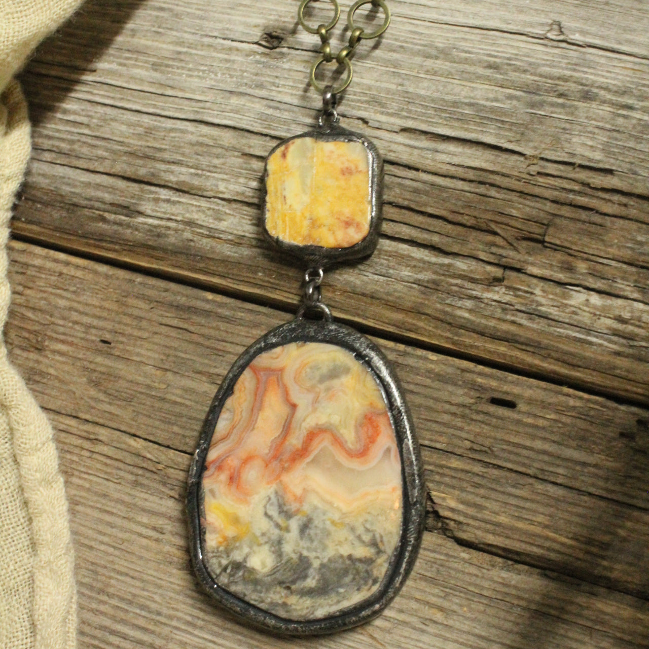 Vintage Bohemian Stone Drop Pendant Necklace