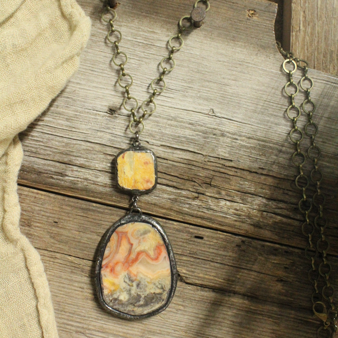 Vintage Bohemian Stone Drop Pendant Necklace