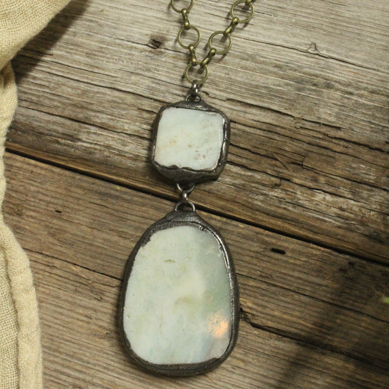 Vintage Bohemian Mint Stone Drop Pendant Necklace