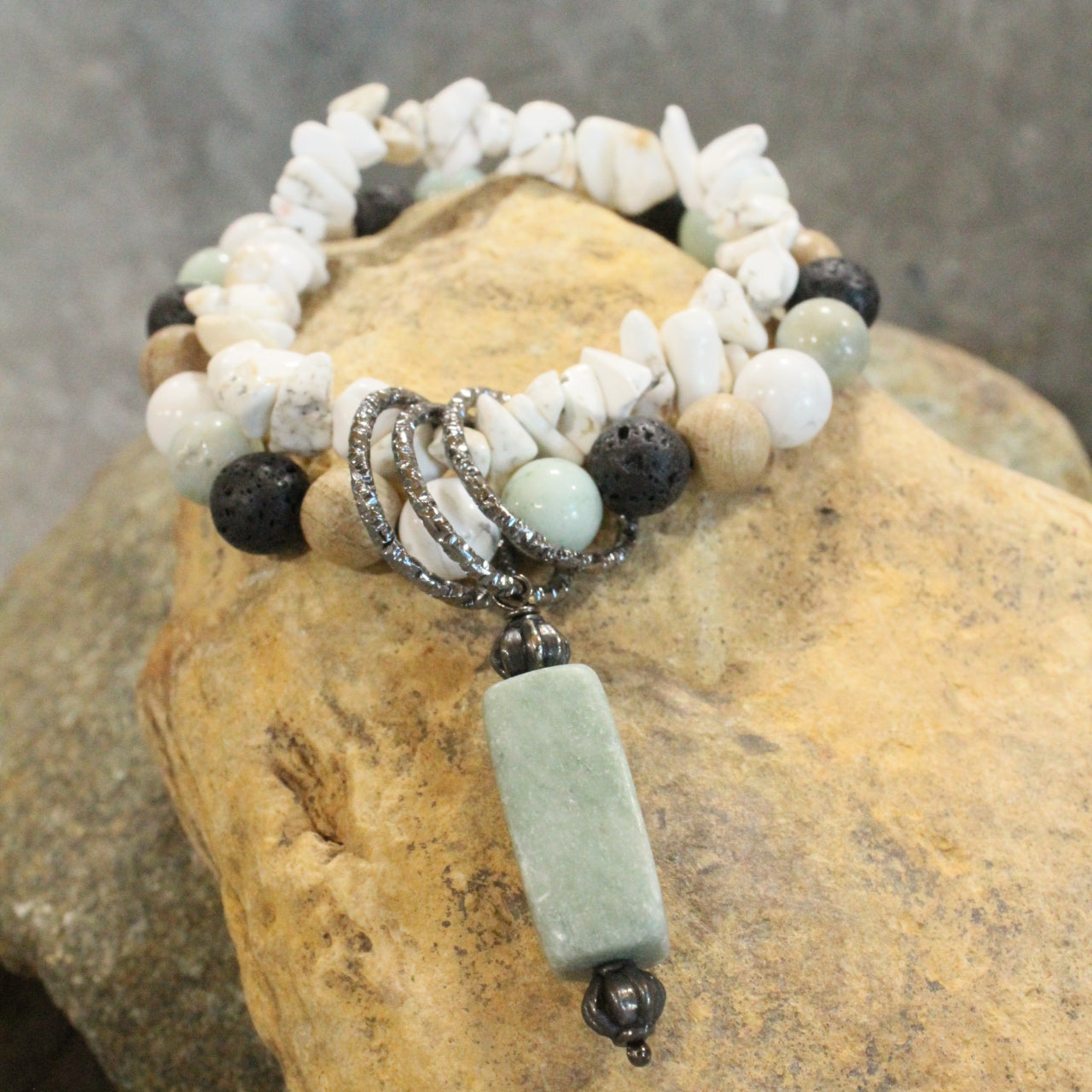 Bohemian Stone & Link Nugget Bracelet Set