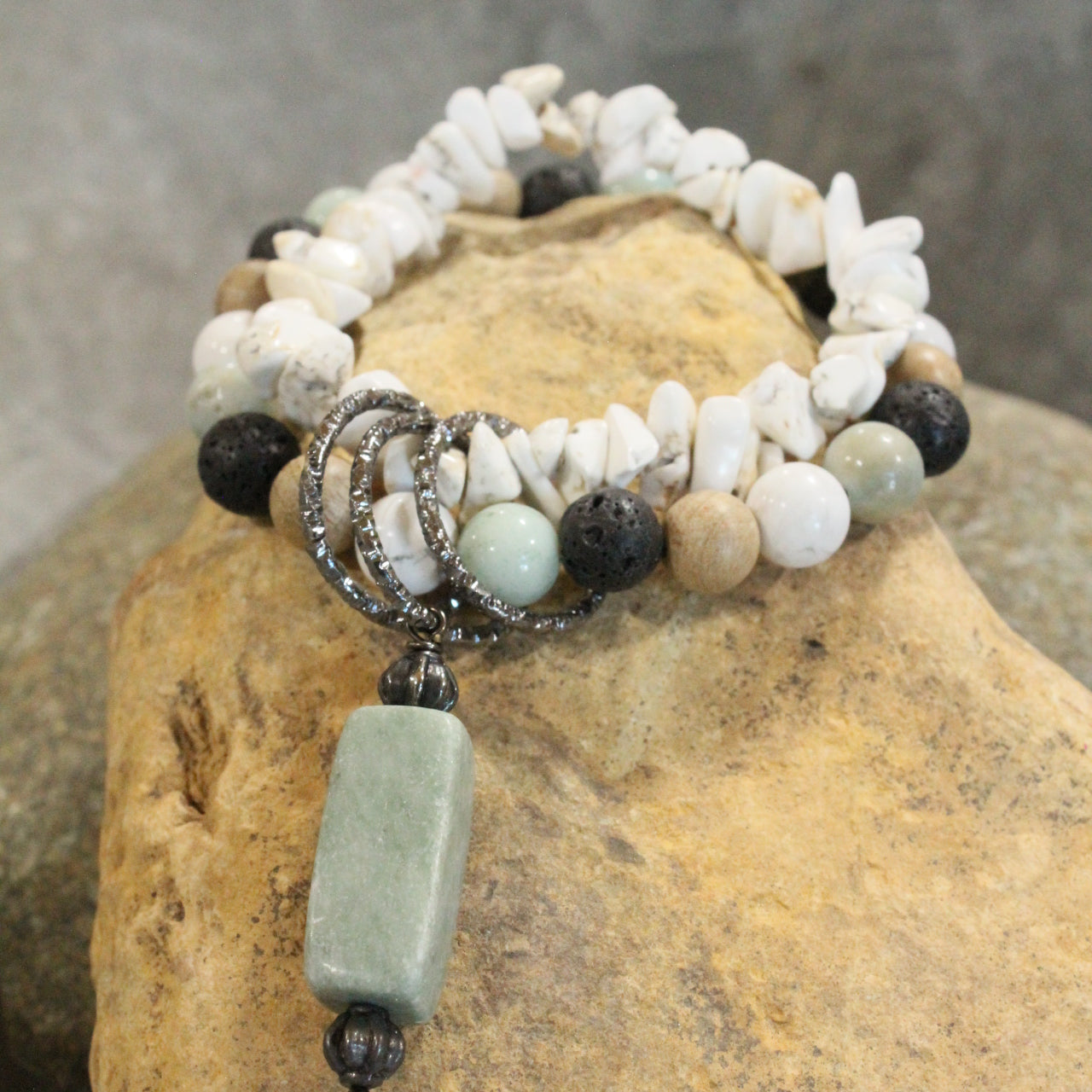 Bohemian Stone & Link Nugget Bracelet Set