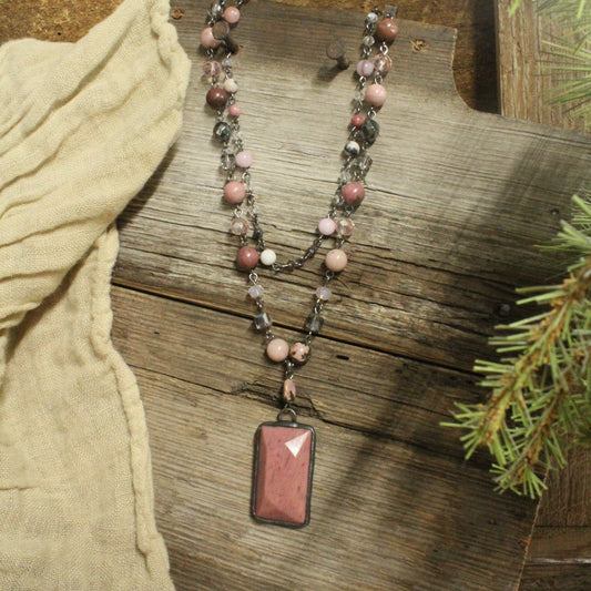 Just Beads Layered Dirty Blush Necklace