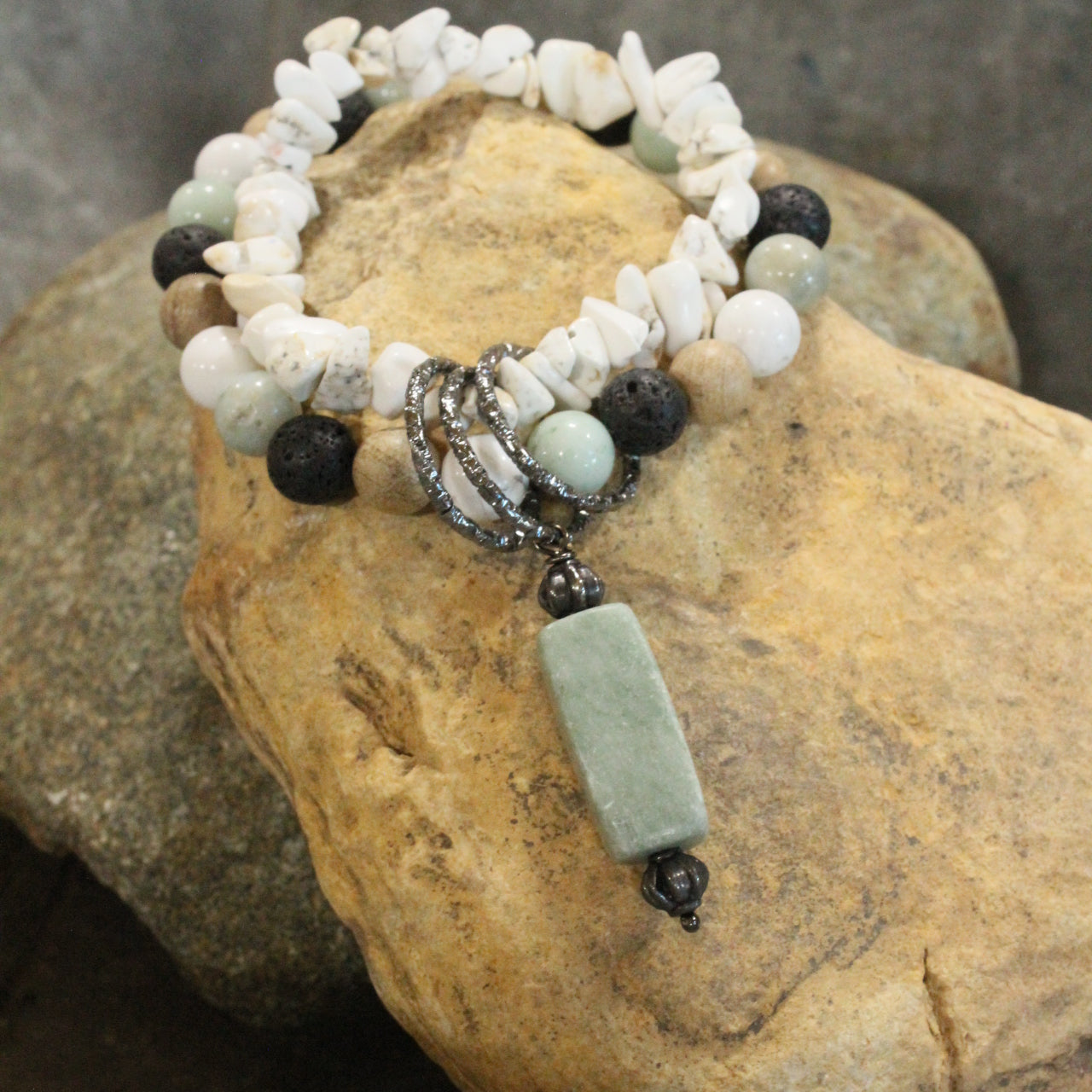 Bohemian Stone & Link Nugget Bracelet Set