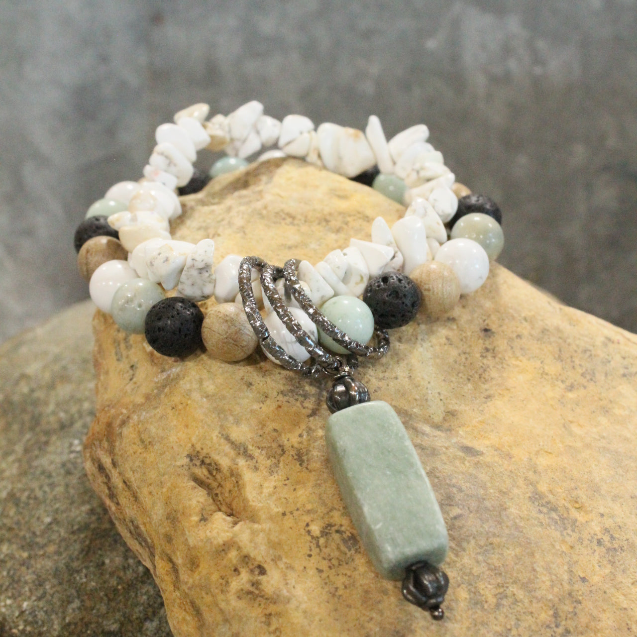 Bohemian Stone & Link Nugget Bracelet Set