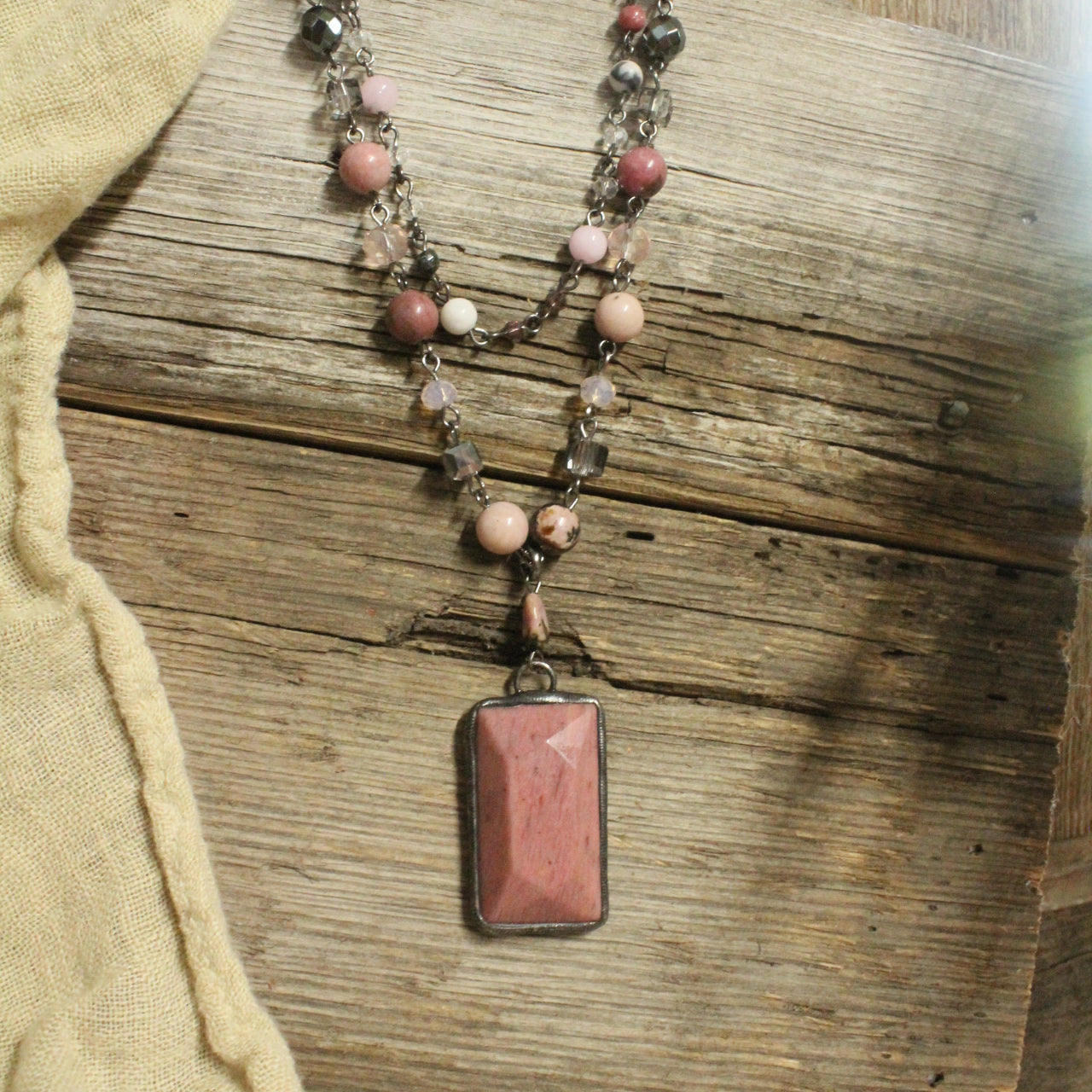 Just Beads Layered Dirty Blush Necklace