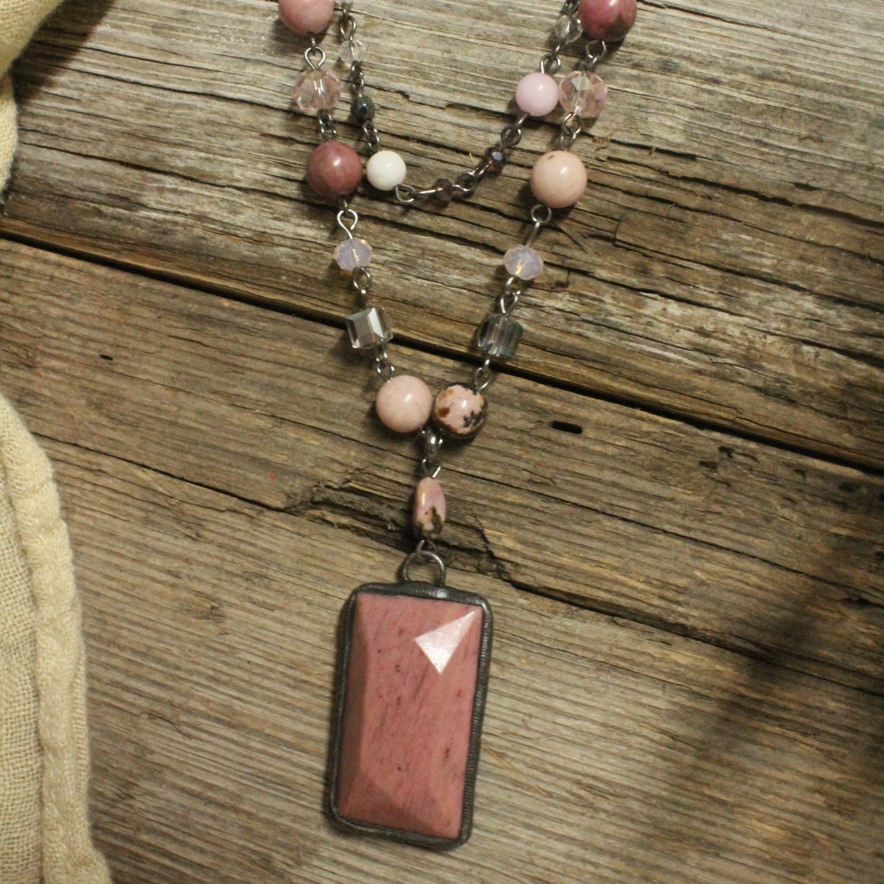 Just Beads Layered Dirty Blush Necklace