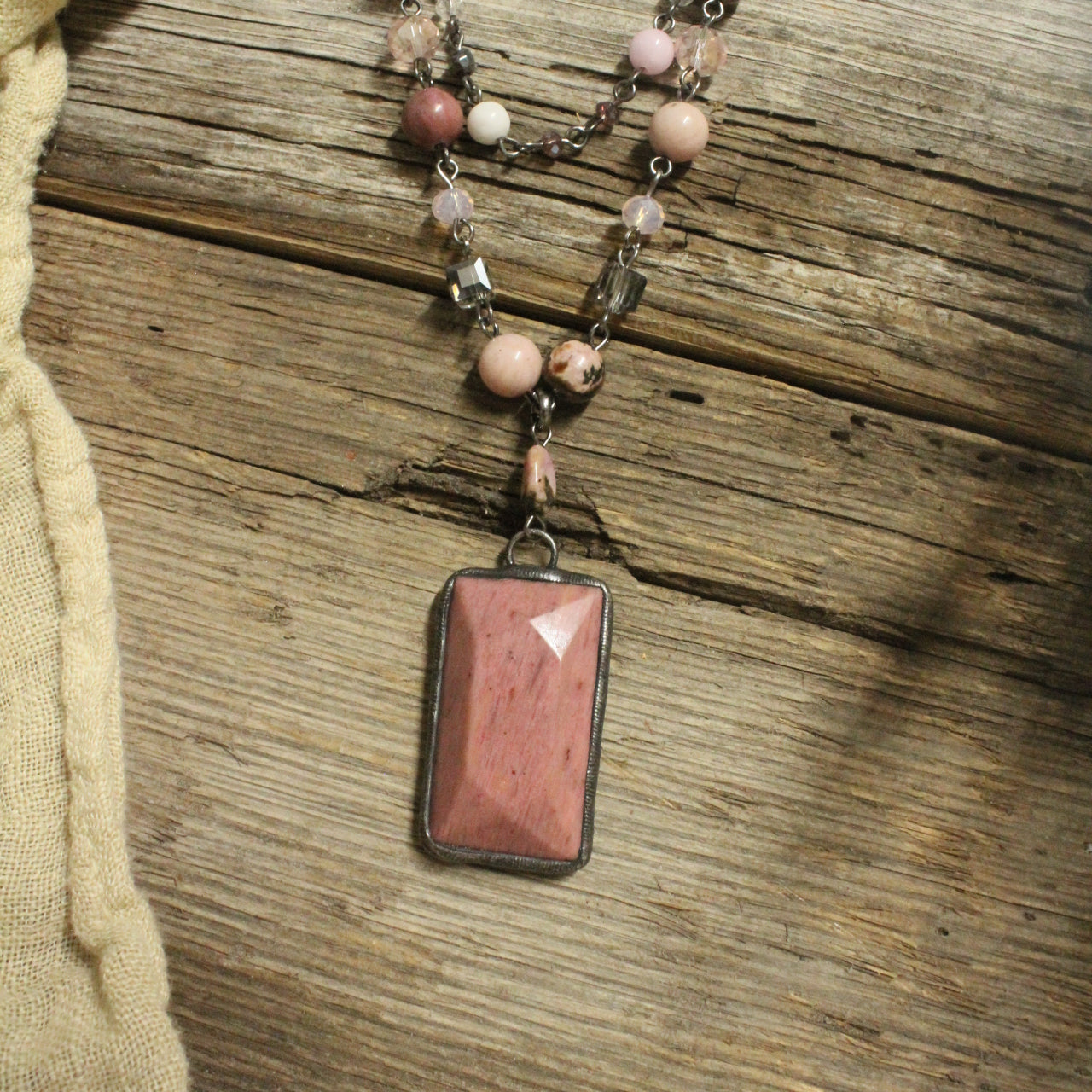 Just Beads Layered Dirty Blush Necklace