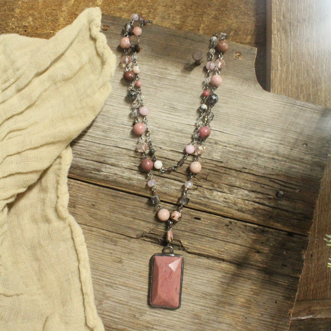 Just Beads Layered Dirty Blush Necklace