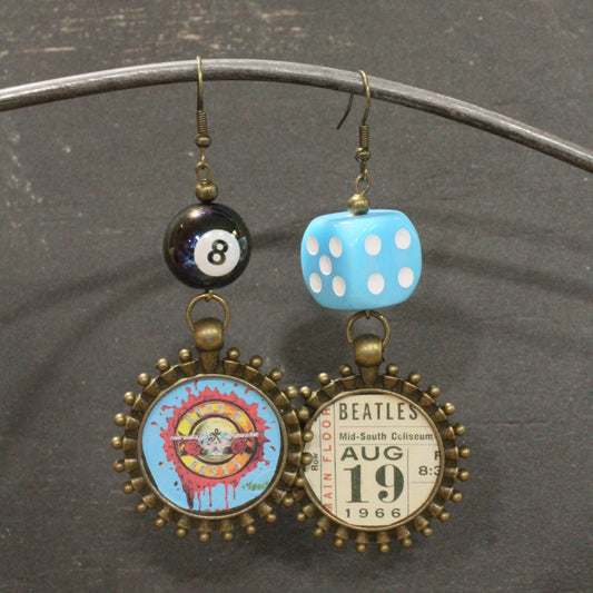 Rock N Roll Ticket Stub Dangle Earrings