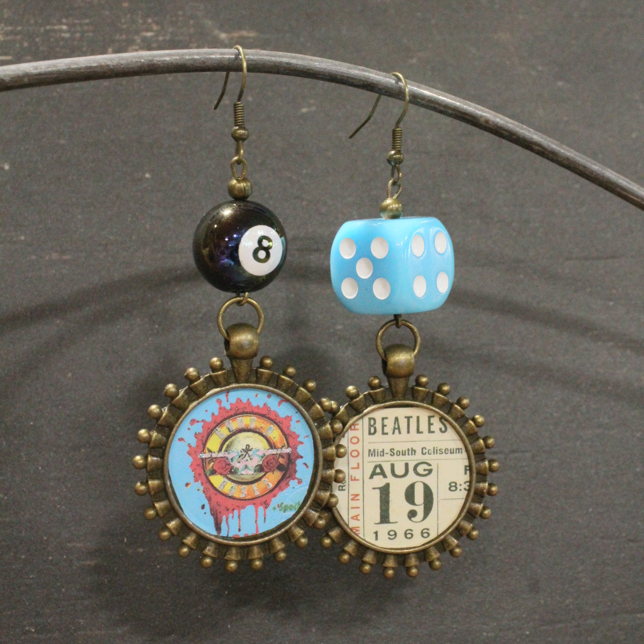 Rock N Roll Ticket Stub Dangle Earrings