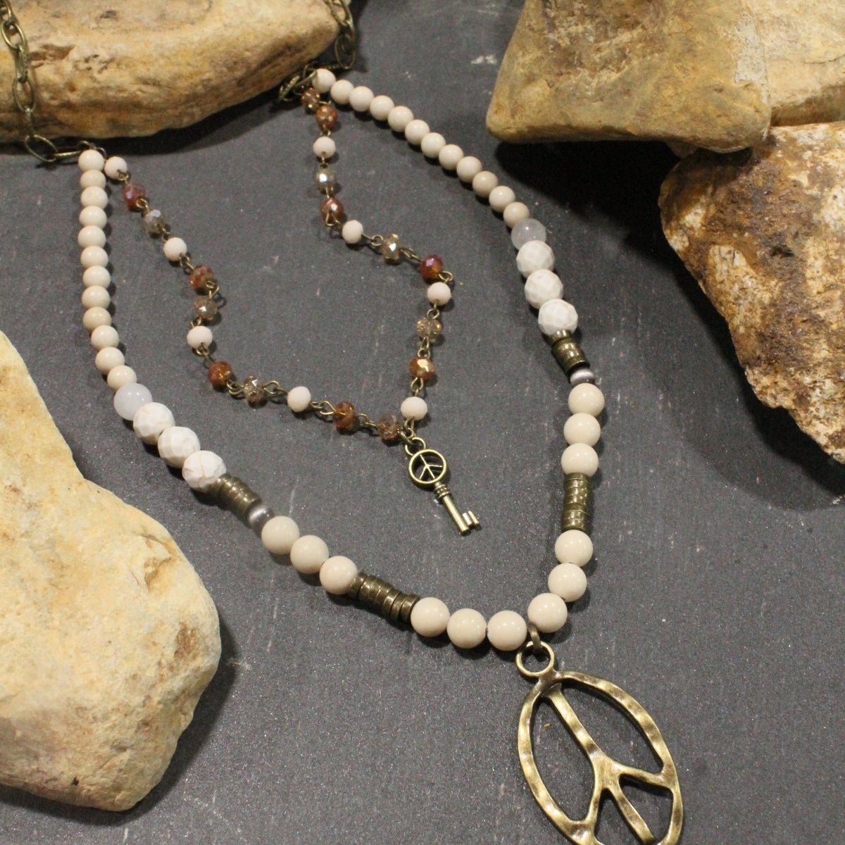 Pleasingly Peace Ivory Layered Necklace