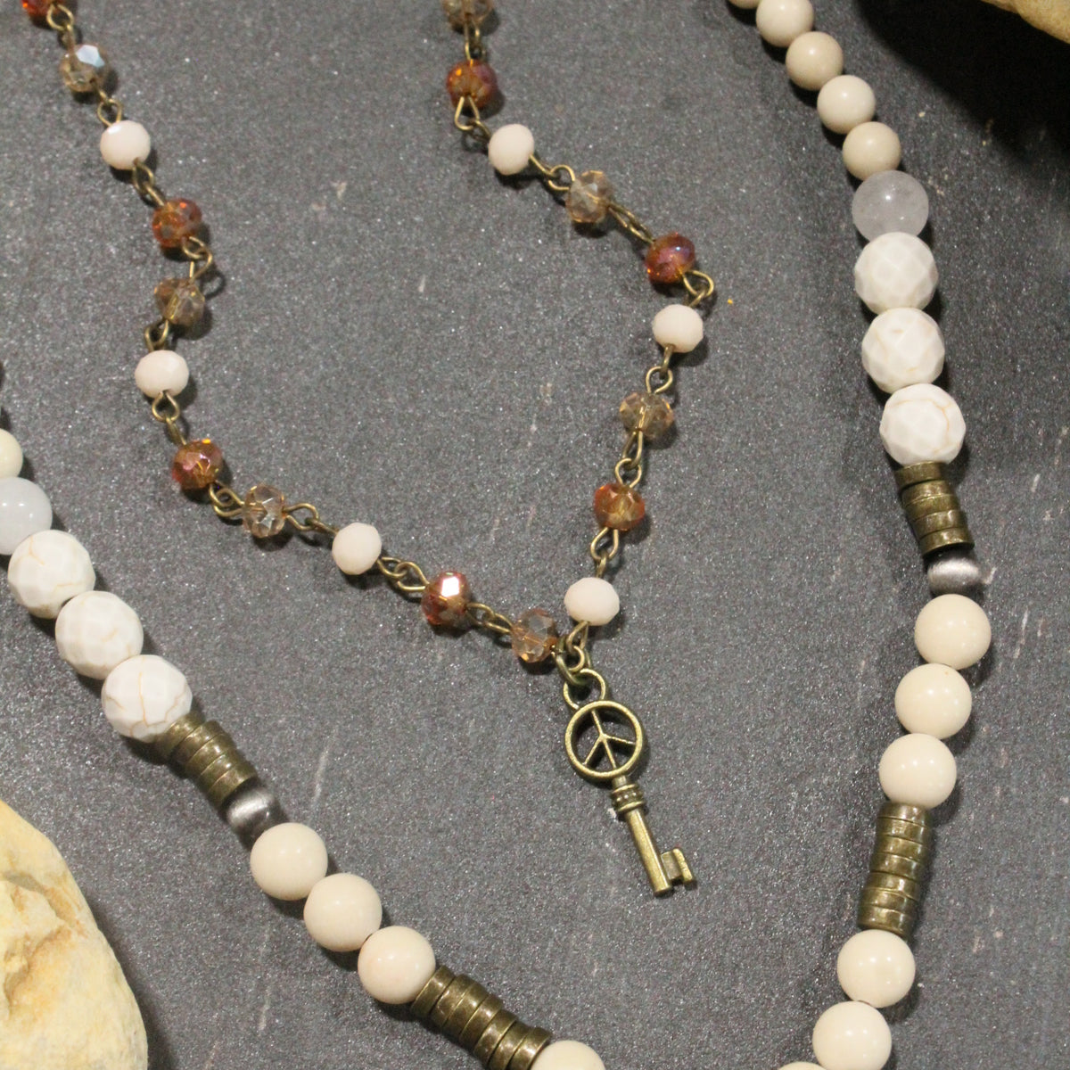 Pleasingly Peace Ivory Layered Necklace