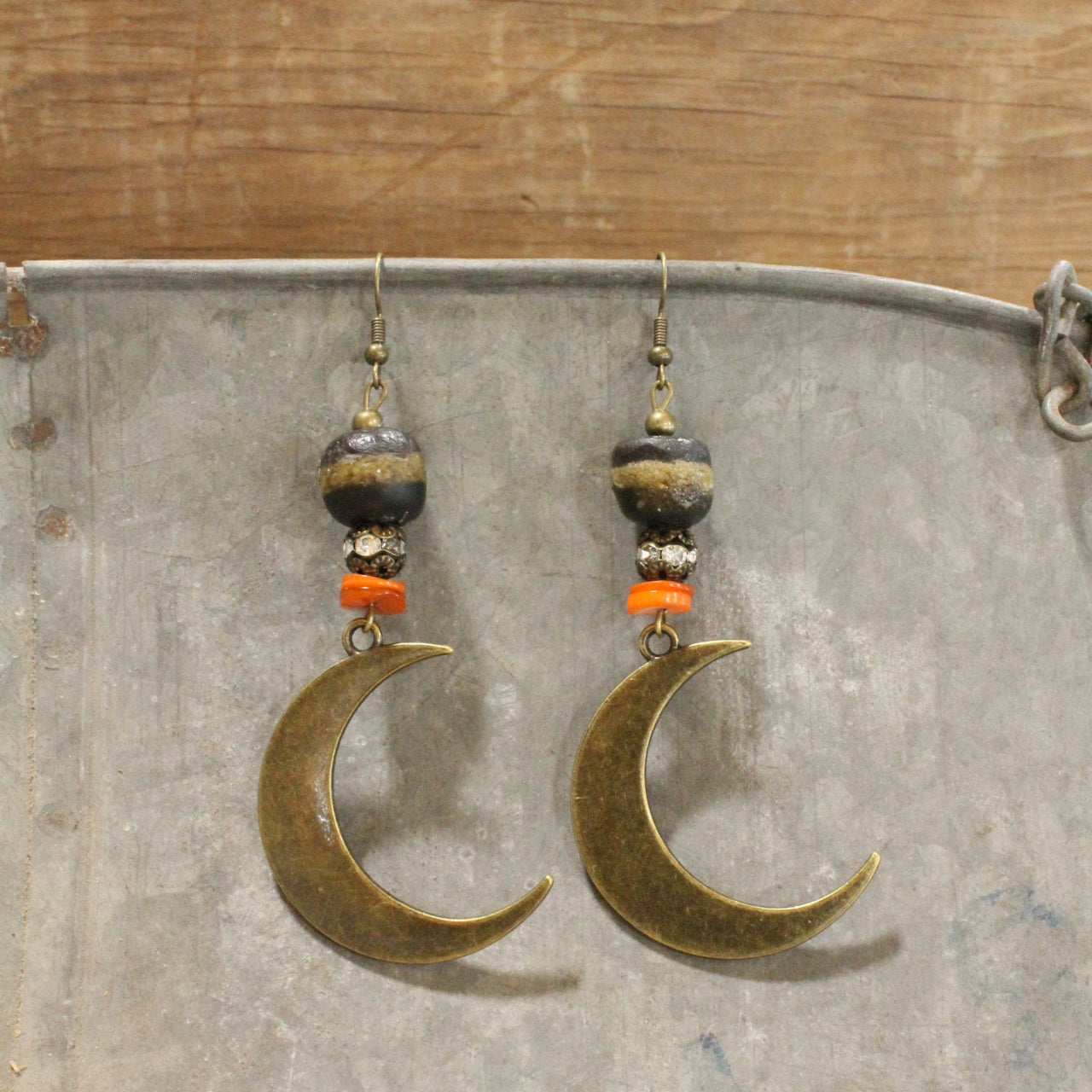 Vintage Halloween Stories Moon Dangle Earrings