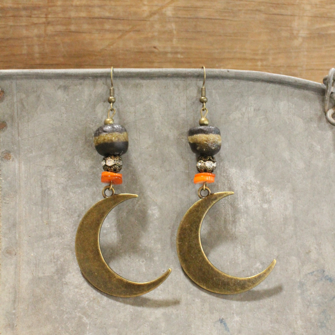Vintage Halloween Stories Moon Dangle Earrings